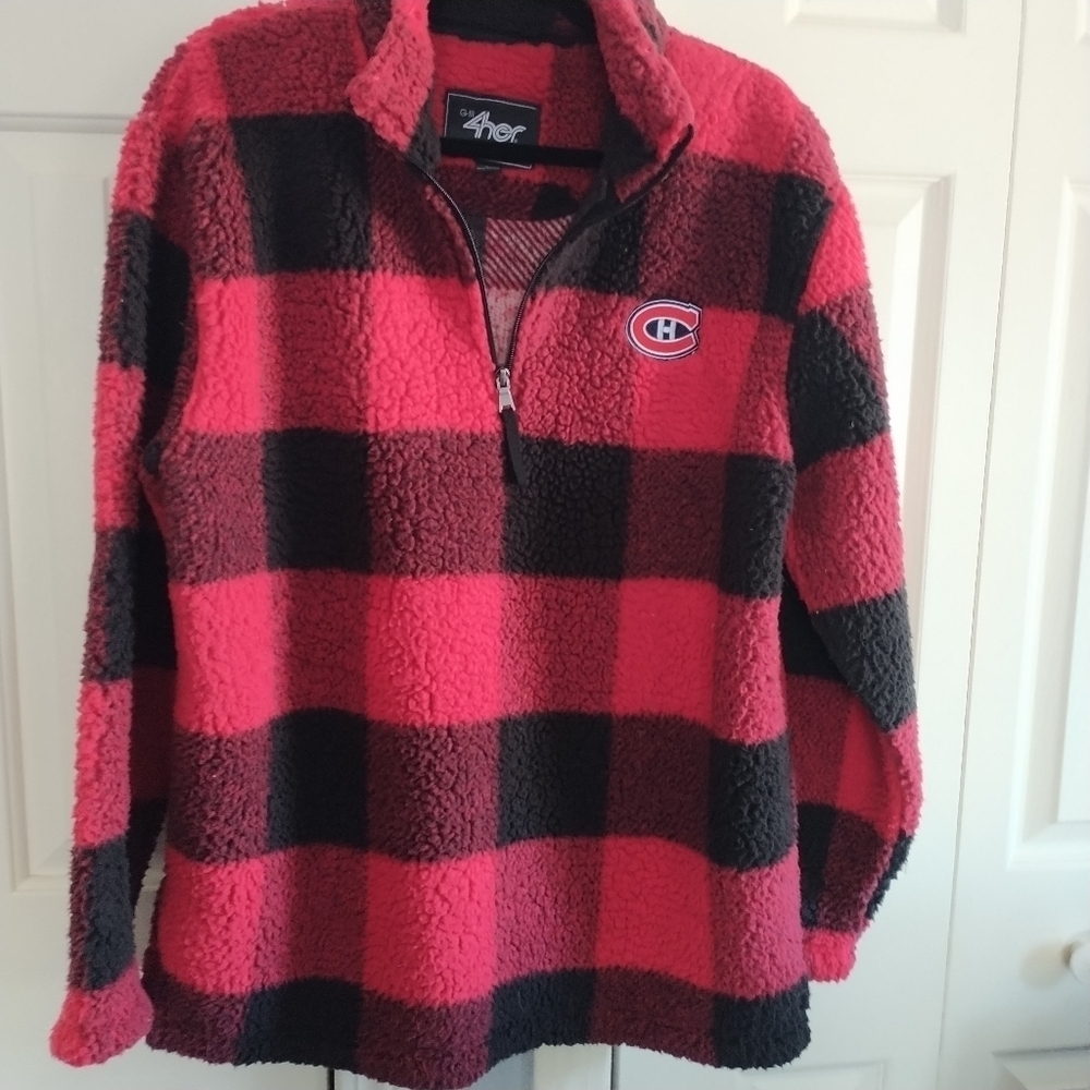 Women's G-iii 4her by Carl Banks Montreal Canadien Quarter Zip Sherpa Jacket L - Picture 4 of 10
